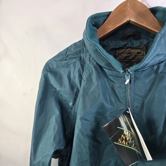 Vintage Eddie Bauer Jacket Men Large Forest Windbreaker Nylon Anorak Sac Jac NOS - Picture 2 of 15
